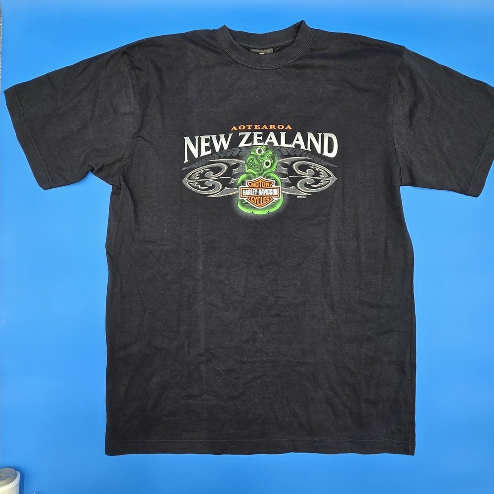 Vintage 2002 Harley-Davidson New Zealand Aotearoa T-Shirt - Size Large
